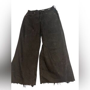 Judy Blue Black Wide-Leg Frayed Jeans 15/32